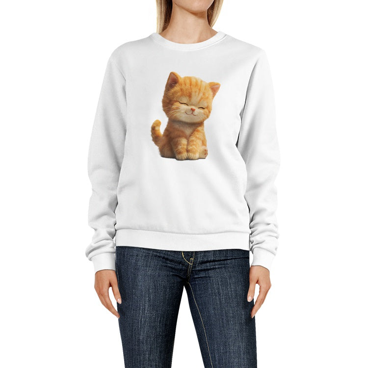 Adorable Orange Kitten -Women's Crew Neck Sweatshirt