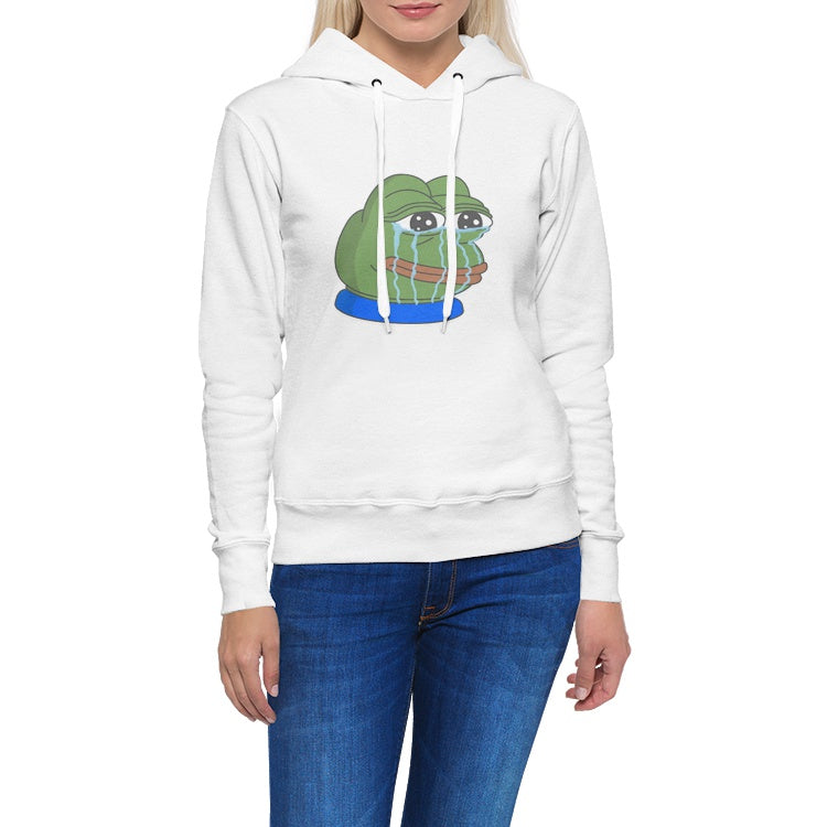 Crying Cartoon Frog Meme-Women's Pullover Hoodie