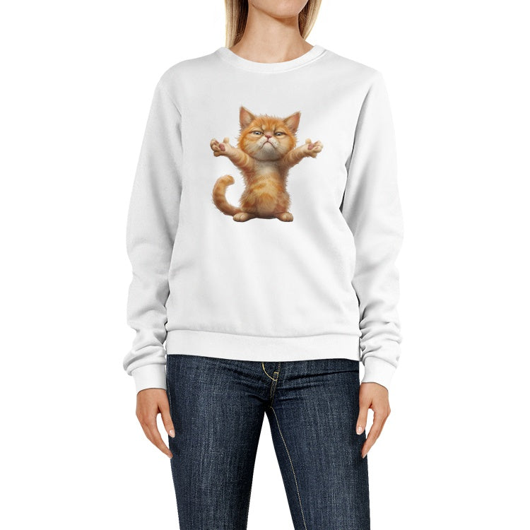 Orange Kitten-Women's Crew Neck Sweatshirt